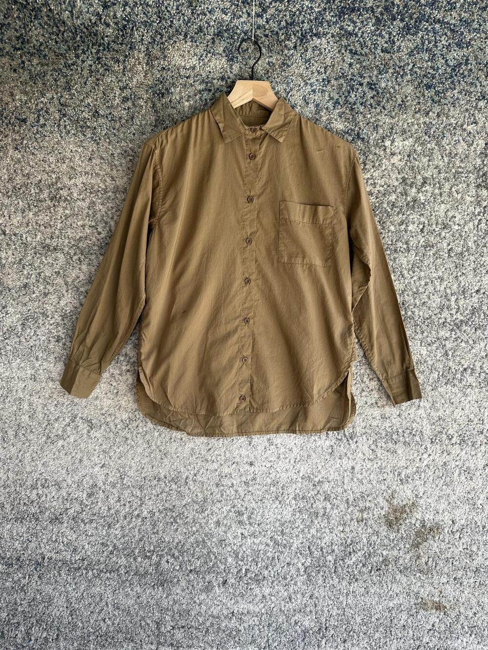 A Shirt Thing Shirt Womens P/S Brown 100% Cotton Button Up Long Sleeve Top